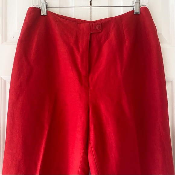 Evelyn & Arthur Womens Red Linen Silk Lined Dress Pants Slacks Trousers Size 8 - Picture 5 of 11